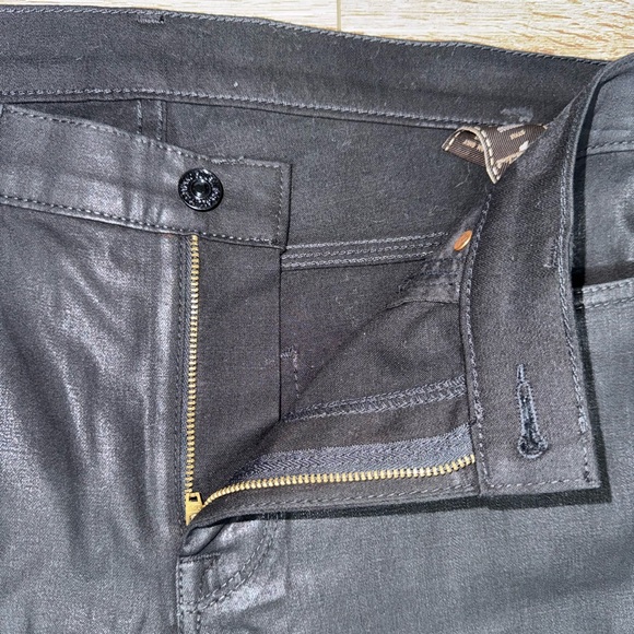 For All Mankind Womens High Rise Coated Slim Wide Leg Jeans Size 32 in Black🖤 - Picture 3 of 11